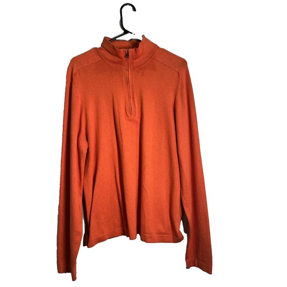 Banana Republic Sweater Mens L Orange Silk 1/4 Zip Pullover Golf Performance - Picture 1 of 9